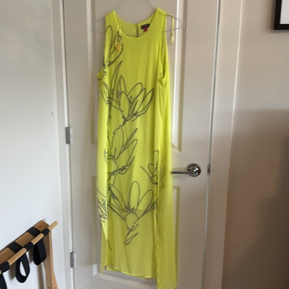 Vince Camuto Yellow High-Low Sundress Fluent Cluster Maxi Dress - Picture 7 of 11